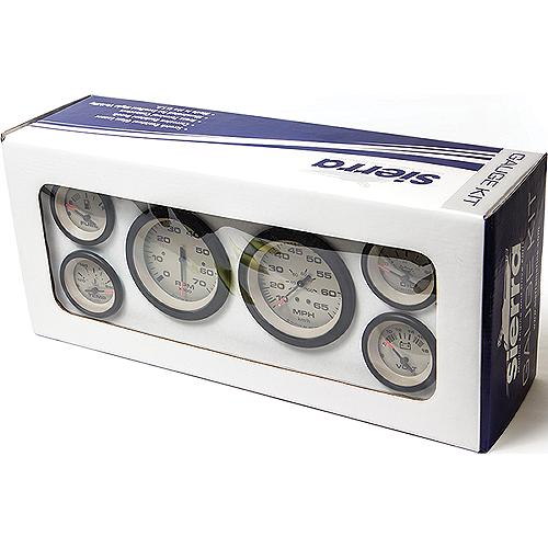 Sierra 65485P Sahara Series Black & Tan Inboard / Stern Drive 6 Set With Tachometer, Speedometer, Voltmeter, Oil Pressure, Water Temperature & Oil Pressure Gauges - 65485P - 11-65485Pf1
