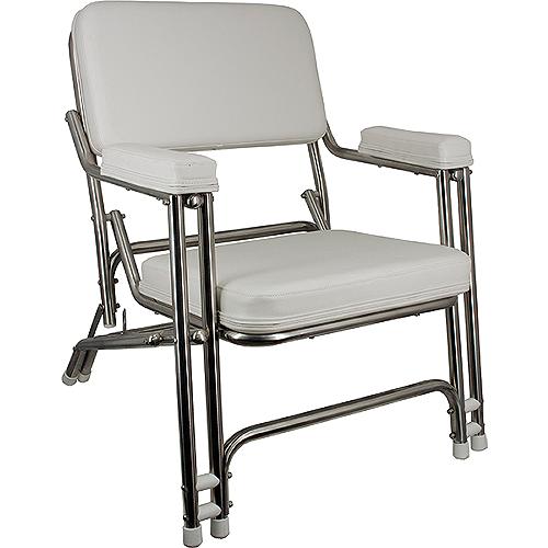 Springfield 1080021Ss Deck Folding Chair, White With Stainless Steel Tubing - 1080021-Ss - 169-1080021Ssf1