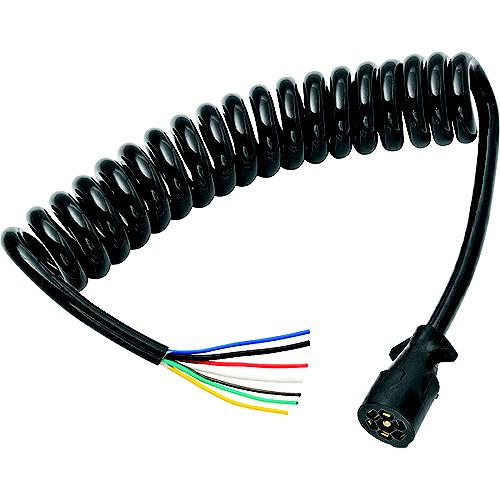 Bargman 54006044 Coiled 7-Way Molded Trailer Connector, 8' - 54006-044 - 220-54006044F1