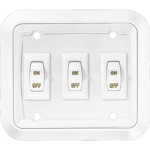 Wall Plate Switch, White, Triple, 3.53