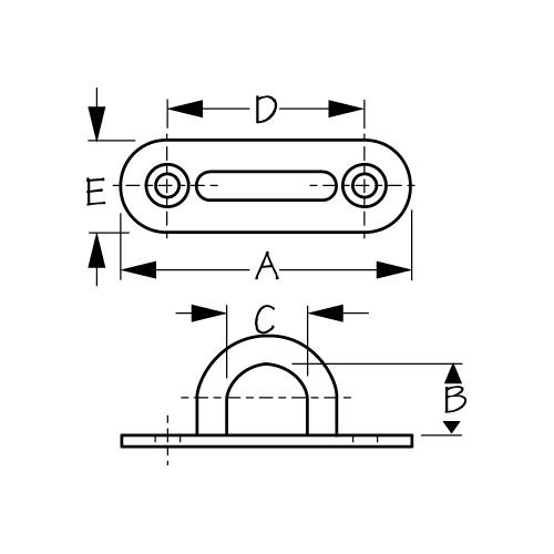 Sea-Dog 089703 Oblong Pad Eye 3-3/16