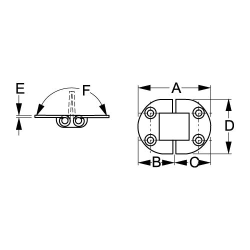 Sea-Dog 201555 Round Side Two Pin Hinge, 3