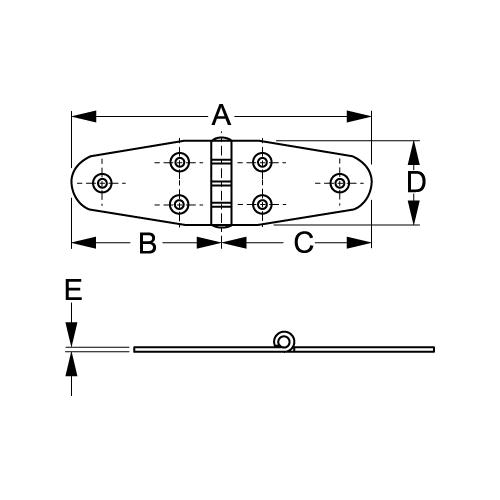 Sea-Dog 2017201 Round Side Door Hinge - Long - 201720-1 - 354-2017201F1