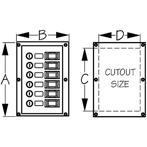 Sea-Dog 4248001 6-Gang Vertical Rocker Switch Breaker Panel - 424800-1 - 354-4248001F1