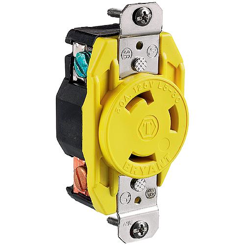 Hubbell Hbl305Crr Yellow 30A 125V Locking Receptacle - Hbl305Crr - 36-Hbl305Crrf1