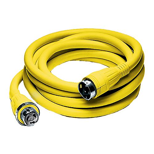 Hubbell Hbl61Cm42 Yellow 50A 125/250V Vinyl Jacketed Pre Wired 25' Shore Power Cable Set - Hbl61Cm42 - 36-Hbl61Cm42F1