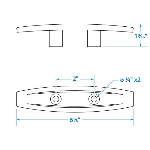 Seachoice 30341 Open Base Cleat, Chrome/Zinc, 6-1/8