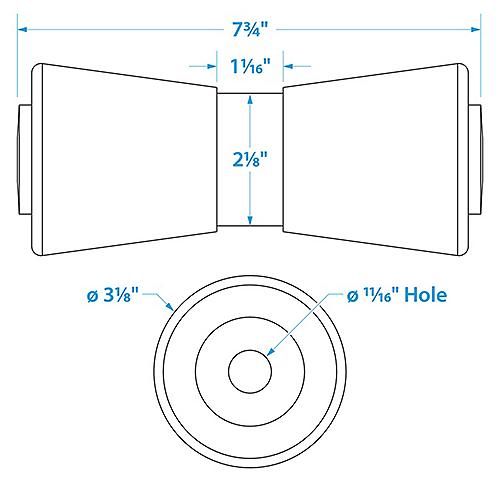 Seachoice Non-Marking Tp Yellow Rubber Keel Roller With 5/8