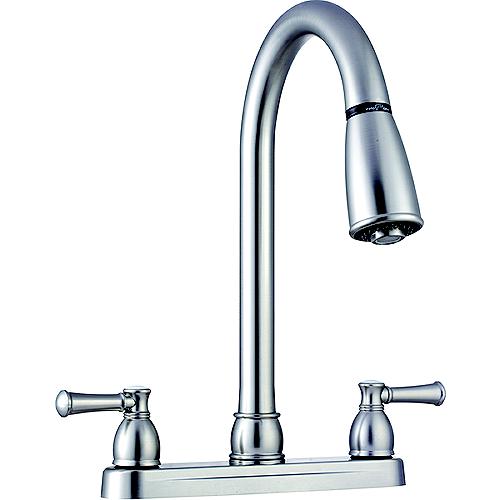 Dura Faucet Dfpk350Lsn Non-Metallic Dual Lever Pull-Down Kitchen Faucet, Satin Nickel - Df-Pk350L-Sn - 621-Dfpk350Lsnf1