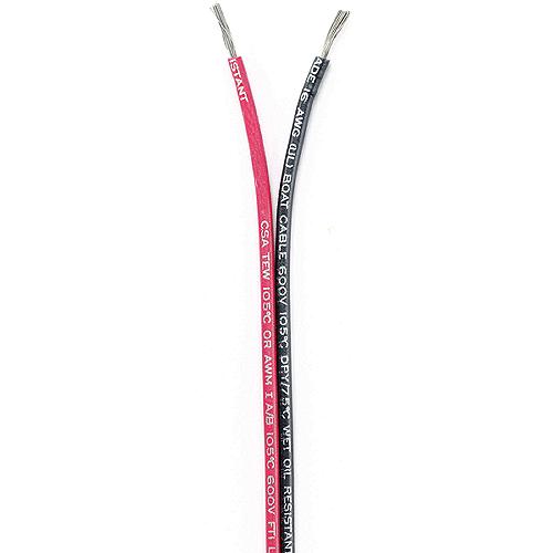 Ancor 153110 Marine Grade® Tinned Copper White Flat Signal Cable, 16/2 Awg, 100', Black/Red - 153110 - 639-153110F1