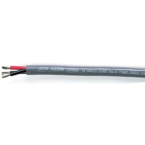 Ancor 156410 Marine Grade® Tinned Copper Round Bilge Pump Cable, Black/Brown/Red Conductors, 14/3 Awg, 100', Grey - 156410 - 639-156410F1