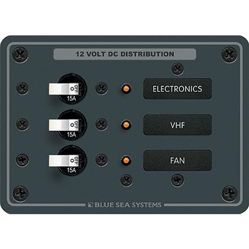 Blue Sea Systems 8025 Traditional Metal Dc Circuit Breaker Panel - 3 Positions - 8025-Bss - 661-8025F1