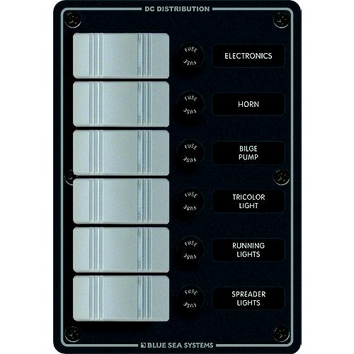 Blue Sea Systems 8053 Contura Water Resistant 12V Dc 6 Position Panel, Gray - 8053-Bss - 661-8053F1