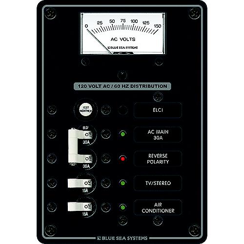 Blue Sea Systems Ac Residual Current Circuit Breaker Panel, Main + 2 + Meter - 8102-Bss - 661-8102F1