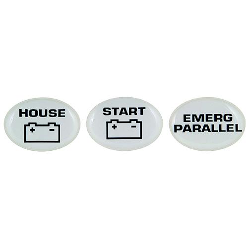 Marinco Set Of 3 Battery Switch Labels (Start, Emerg Parallel, House) - Set-715 - 969-Set715F1