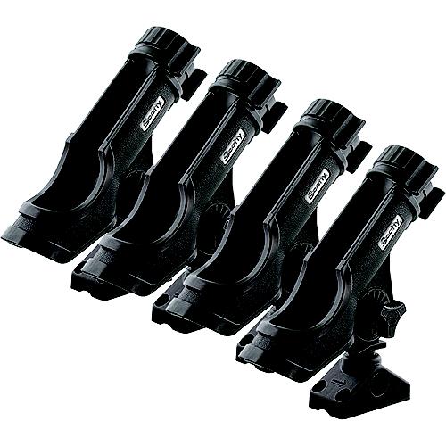 Scotty 230Bkquad Powerlock Rod Holder W/#241 Side/Deck Mount, Black, 4 Pack - 0230-Bk-Quad - 736-230Bkquadf1