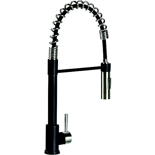 Lippert 2022109922 Coiled Pull Down Faucet, Black/Stainless Steel - 2022109922 - 804-2022109922F1