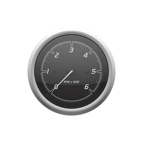 Quicksilver 8M6020109 Tachometer (6,000Rpm), Black/Brushed Stainless - 8M6020109 - 710-79-8M6020109F1