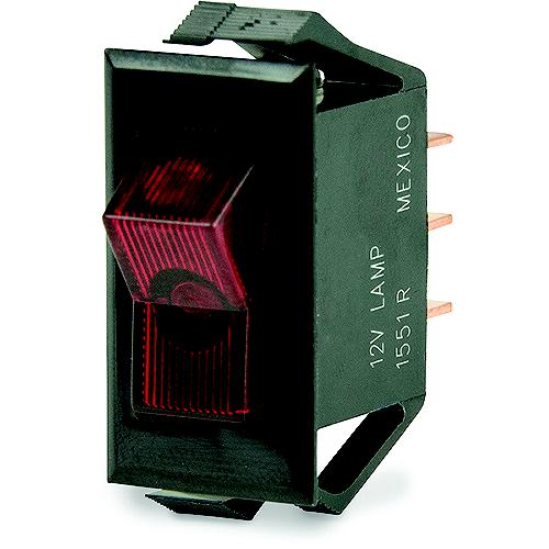 Bep 1001705 Illuminated Rocker Switch, Off-On, Spst, Illuminated Red - 1001705 - 969-1001705F1