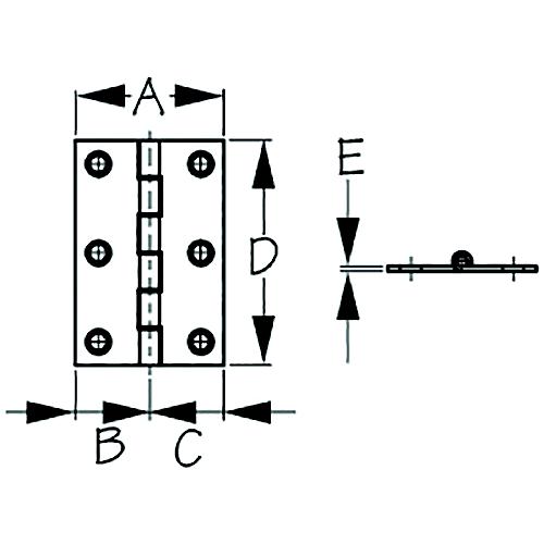 Sea-Dog 2010801 Stainless Butt Hinge, A: 2