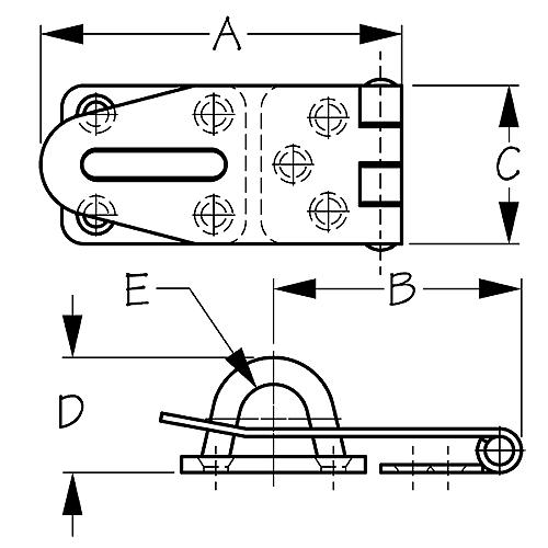 Sea-Dog 221127 Heavy Duty Hasp, 2-11/16