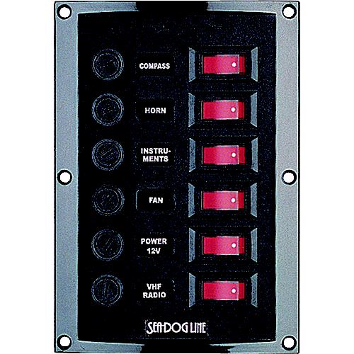 Sea-Dog 4241101 6-Gang Vertical Rocker Switch Fuse Panel - 424110-1 - 354-4241101F1