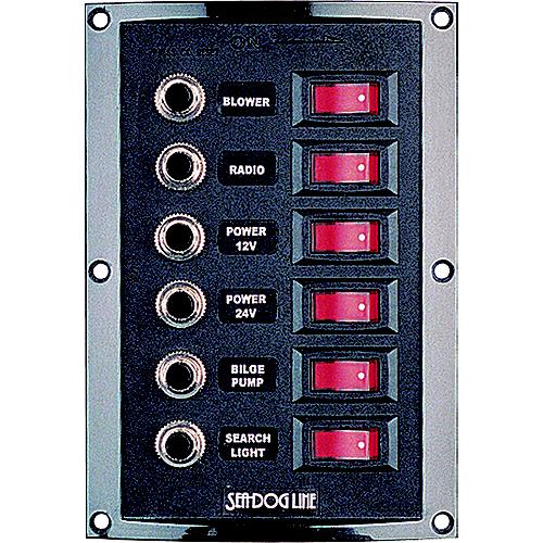 Sea-Dog 4248001 6-Gang Vertical Rocker Switch Breaker Panel - 424800-1 - 354-4248001F1