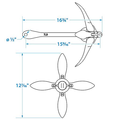 Seachoice 41020 Galvanized Folding Grapnel Anchor, 7 Lbs. - 50-41020 - 50-41020F1