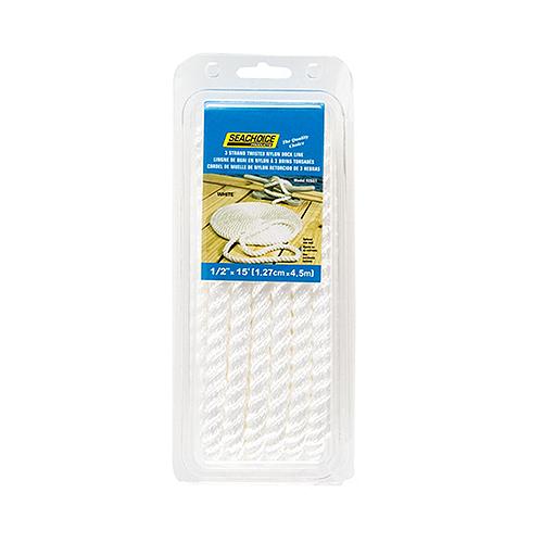 Seachoice 42551 3-Strand Twisted Nylon Dock Line, 1/2