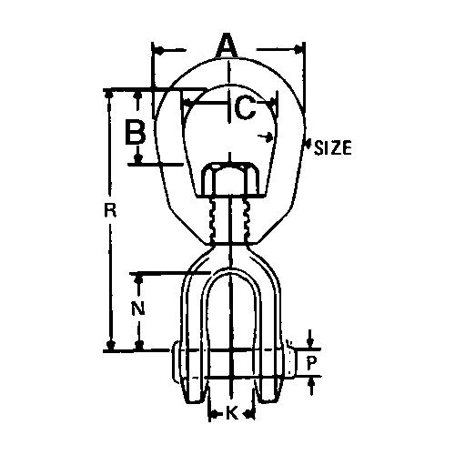 Jaw & Eye Swivel-Hot Dip Galvanized-5/8 - 43640 - 50-43640F1