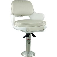Springfield Yachtsman Fixed Height Chair Package, White (Includes Seat With Armrest And Cushions, Pedestal With Base And Locking Slide/Swivel) - 1001414-L - 169-1001414Lf1