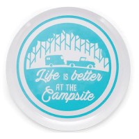 Camco 53227 Melamine Dishware, Blue Tree & Truck Pattern, 9-3/4