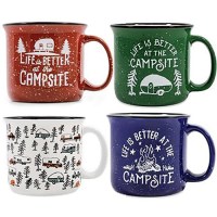 Camco 53357 Ceramic Mug, 14 Oz., 4/Pk, Assorted Colors - 53357 - 17-53357F1