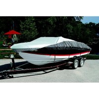Taylor Heavy Duty Polyester Two-Tone Color Fabric Boatguard Eclipse Boat Cover With Storage Bag, Tie-Down Straps And Support Pole - 70901 - 32-70901F1