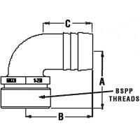 Pipe-To-Hose Adapter, 90° - Pthc-112Pd40 - 34-Pthc112Pd40F1