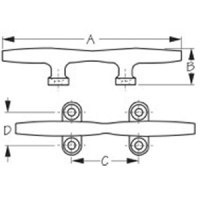 Sea-Dog 041715 Heavy Duty Stainless Steel Open Base Cleat, 15