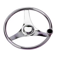 Sea-Dog 230323 3-Spoke Stainless Steering Wheel With Integral Knob, 13-1/2