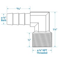 Seachoice 20861 90 Degree Brass Fuel Elbow - 50-20861 - 50-20861F1
