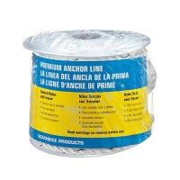 Premium 3-Strand Twisted Nylon Anchor Linewhite With Blue Tracer, 3/8
