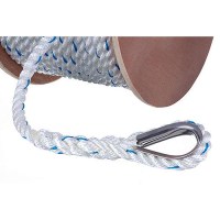 Premium 3-Strand Twisted Nylon Anchor Linewhite With Blue Tracer, 5/8