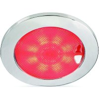 Hella 980630012 Euroled® 150 Round Touch Lamp, White/Red W/Polished Stainless Steel Rim - 980630012 - 265-980630012 Superseded By: 265-980630011F1