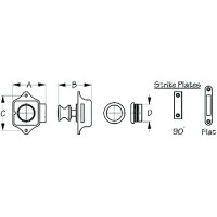 Seadog 2253001 Push Button Rim Latch, A: 1-15/16