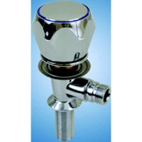 Scandvik 10091 Chrome Plated Brass Compact Cold Water Tap For Shower Control With Chrome Plastic Knob (Bulkhead Or Counter Top Mount) - 10091P - 390-10091Pf1