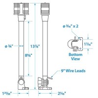 Seachoice Deluxe Fold-Down Masthead And All-Around Navigation Light, Horizontal Surface Mount, 12-5/8 In. - 50-05931 - 50-05931F1
